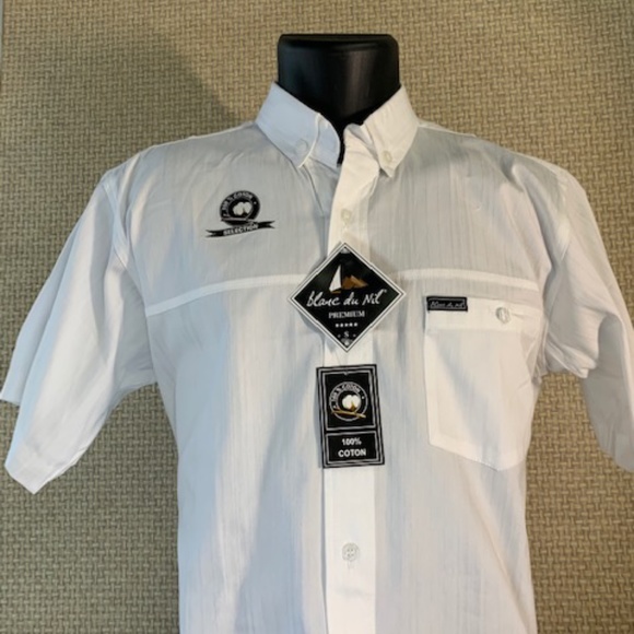 Blanc du Nil Men White Shirt Short Sleeves - Picture 1 of 8